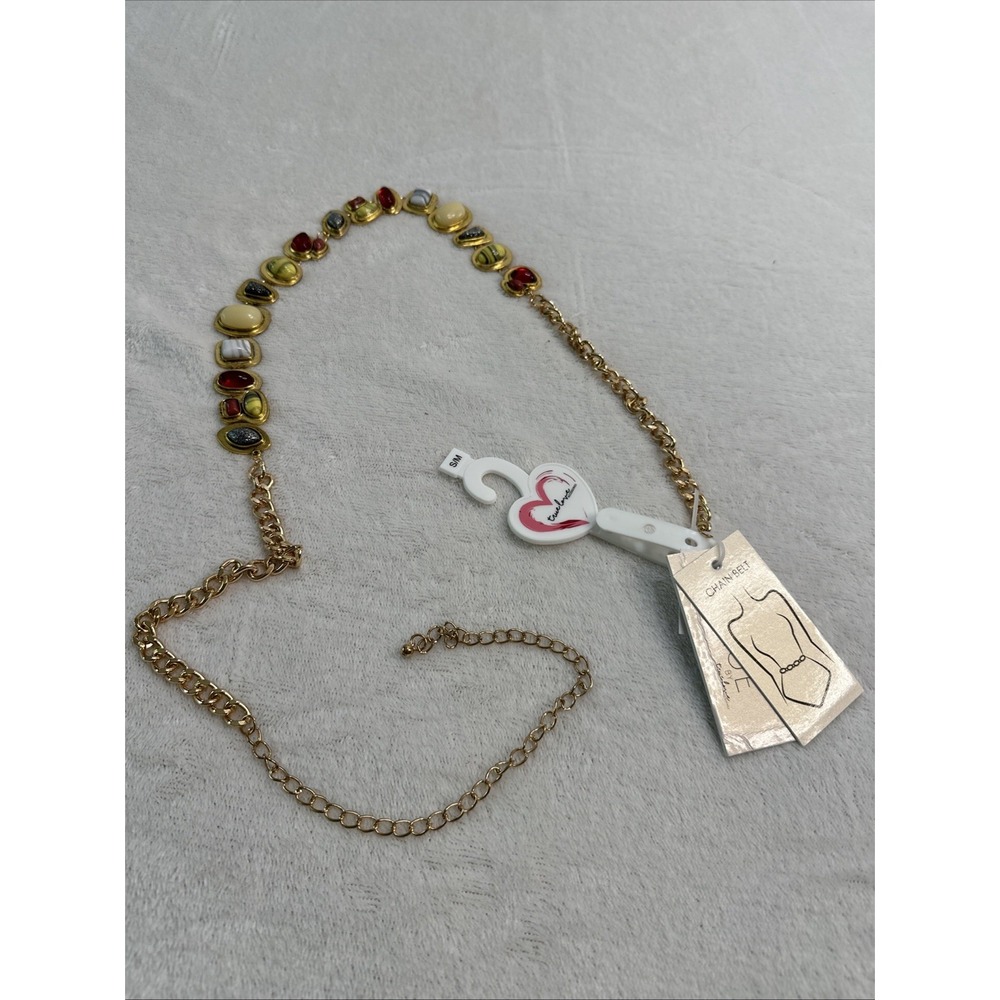 True Love Gold Gem Stones Belt Women's Size S/M Brand New